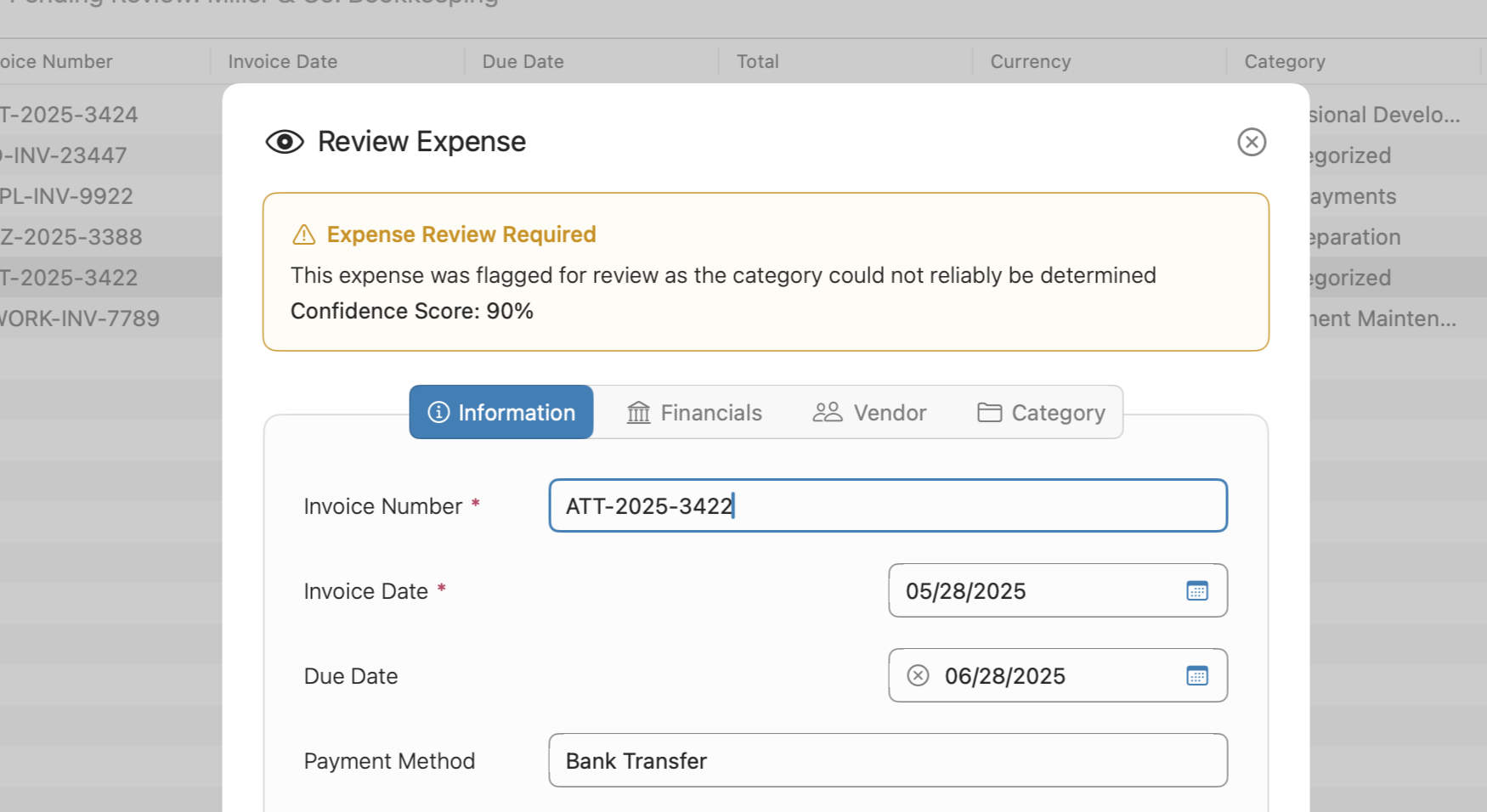 AI Invoice Extraction