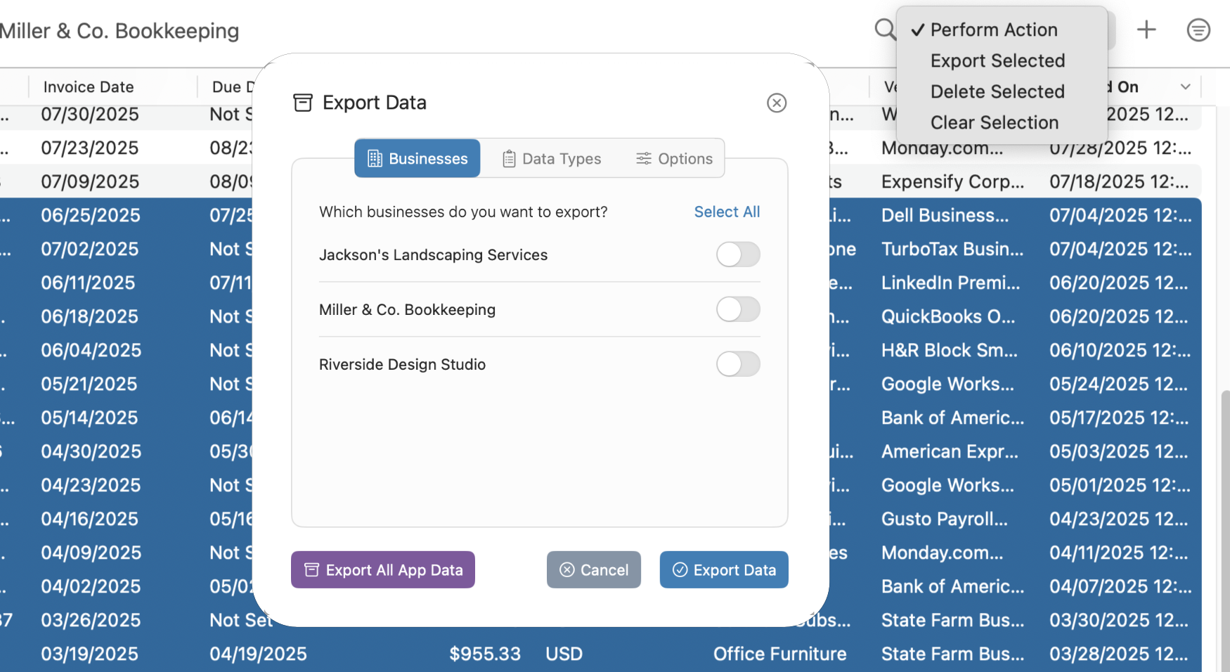 Flexible Export System